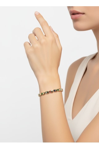 Valmont Accessories Kadın Gold Renk Renkli Taşlı Sıra Taş Detaylı Bileklik