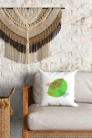 Çizgi Kelebek Desenli Çift Yön Dijital Baskılı Dekoratif Kırlent Kılıfı Yastık Kılıfı 39x39cm Karışık/Çok Renkli