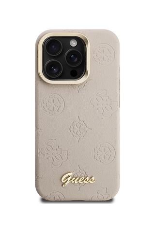 Apple Uyumlu iPhone 15 Pro Kılıf Guess Lisanslı M-safe Şarj Özellikli Kamera Standlı Peony Kapak Bej