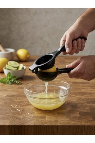 Chef Star Premium Döküm Metal Limon Sıkacağı - Lüx Narenciye Sıkacağı El Presi Siyah Çok Renkli