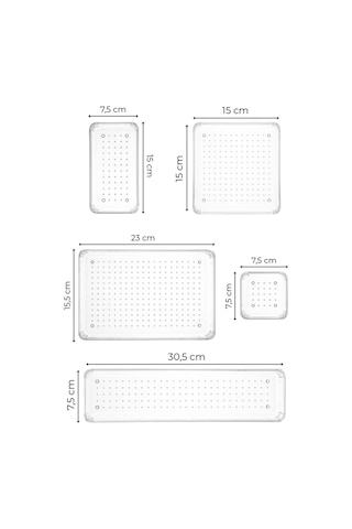 Vienev 8li Şeffaf Çekmece İçi Düzenleyici Organizer 2x D.k.dkdrtgn K.kare 1x O.dkdrtgn B.kare
