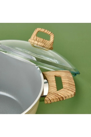 Hisar Seramik Derin Tencere - Beyaz / Kahverengi - 24 Cm