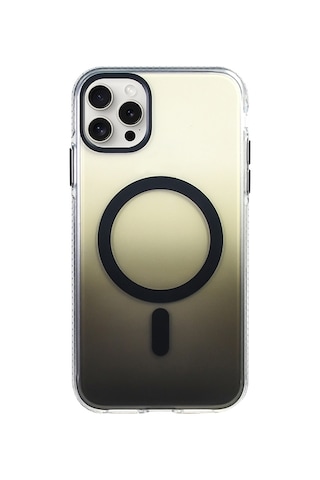 Subutu Apple Uyumlu iPhone 15 Pro Max Kılıf M-safe Şarj Özellikli Transparan Renk Geçişli Sbt Toros Kapak - Siyah Siyah