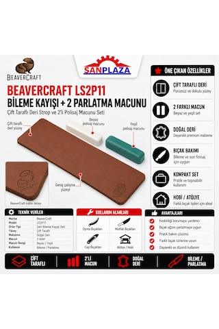 Beavercraft Ls2p11 Deri Bileme Kayışı + 2 Parlatma Macunu Bıçak Bileme Ve Polisaj Seti