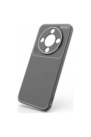Honor Magic 8 Lite İle Uyumlu Karbon Tasarım Silikon Telefon Kılıfı Ve Temperli Cam Ekran Koruyucu Gri