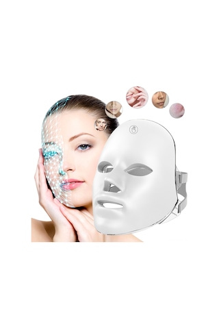 Gajeena 7 Renkli Led Işık Terapili Yüz Ve Boyun Maskesi - Cilt Onarımı Ve Yenileme Çok Renkli