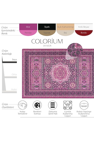 Cool Halı Colorium Pembe Salon Odası Halısı Etnik Desenli Göbekli Giyinme Odası Saçaksız Ofis Halısı