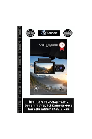 Özel Seri Teknoloji Trafik Donanım Araç İçi Kamera Gece Görüşlü 1296p Ta03 Siyah