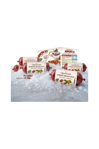 Kırmızı Ve Beyaz Etli Tahılsız Barf Köpek Maması 12 Kg - 500 G X 24