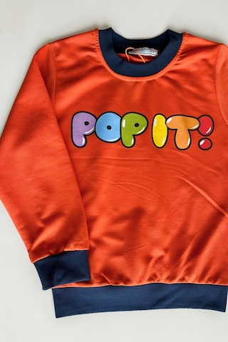 Minik Motion 3'lü Set Çocuk Baskılı 2 İplik Penye Sweatshirt Füme - Siyah - Turuncu