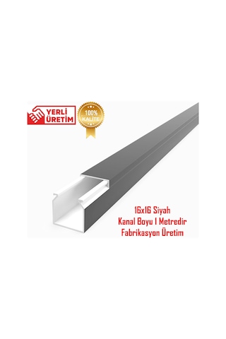 Extra Kendinden Yapışkanlı Siyah Kablo Kanalı 16x16 1 Metre