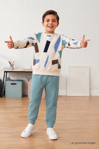 Pina Kids Erkek Çocuk Geometrik Desenli Okul Günlük Eşofman Takımı Esf7038 Mint