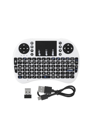 Mini Kablosuz Klavye Flymouse 2.4g Multimedya Dokunmatik Yüzeyli Dokunmatik Klavye Beyaz