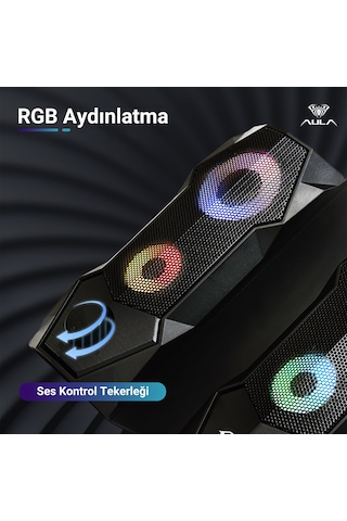 Aula N-301 10w Masaüstü Rgb Gaming Oyuncu Pc 1+1 Speaker Hoparlör