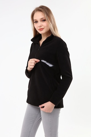 Luvmabelly Myra4550 Fermuarlı Emzirme Polar -Siyah