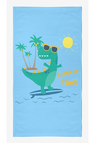 Surf Dino 2 Dijital Baskılı 75x145 Cm Çocuk Plaj Havlusu