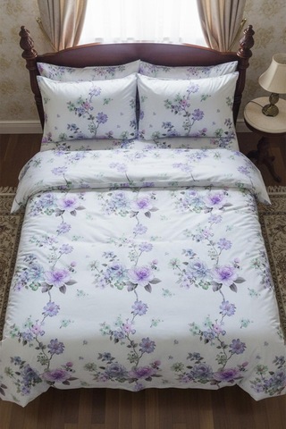 Lavanta Bahçesi Çift Kişilik %100 Pamuk Nevresim Takımı Beyaz