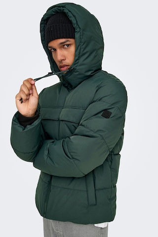 Only & Sons Erkek Onselıjah Kapüşonlu Rüzgar Geçirmez Mont 22029661 Yeşil Yeşil