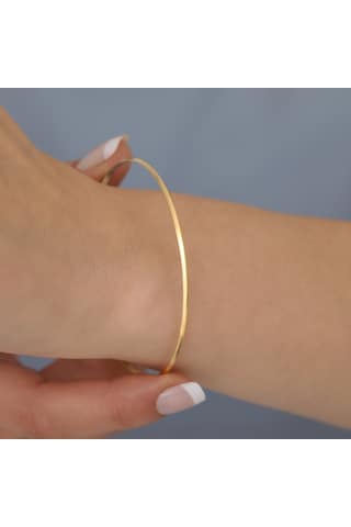 14 Ayar Altın Kaplama Zarif Tak-çıkar Gümüş Bilezik- Bv00110 Altın