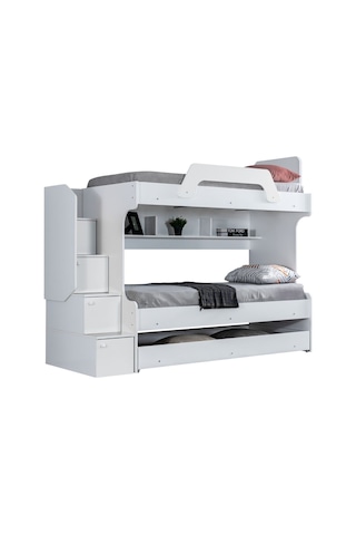 Ranza, İnci Yavrulu Ranza 3lü Beyaz Ranza + 3 Adet Comfort Yatak 90 x 190 CM