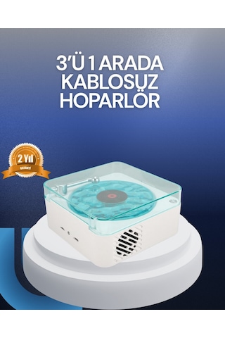 Bluetooth Hoparlör - 3-ü-1 Saatli Gece Lambası Ve Vintage Tasarım Çok Renkli