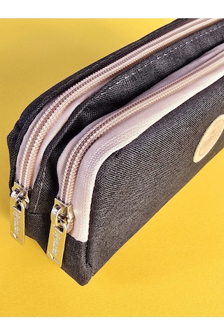 Rlx-147 Keten İki Gözlü Kalemlik Kalem Kutusu Kalemlik Siyah Beyaz