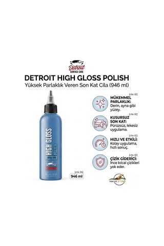 Detroit High Gloss Polish 946 Ml Yüksek Parlaklık Veren Son Kat Cila