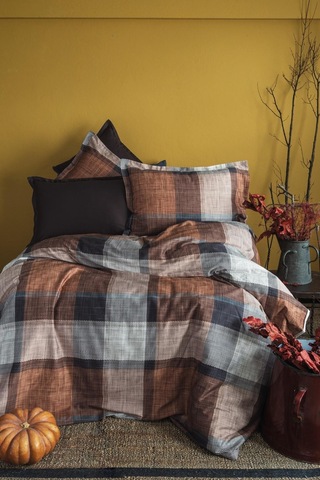 İssimo Dunloe Cinnamon Dijital Pamuk Saten Nevresim Takımı Çift Kişilik-1655