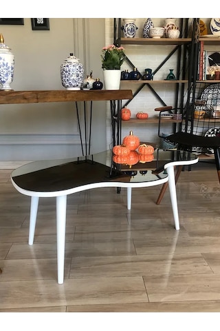 Fawdecor Aynalı Masif Ahşap Orta Sehpa - 100 X 64 Cm Beyaz