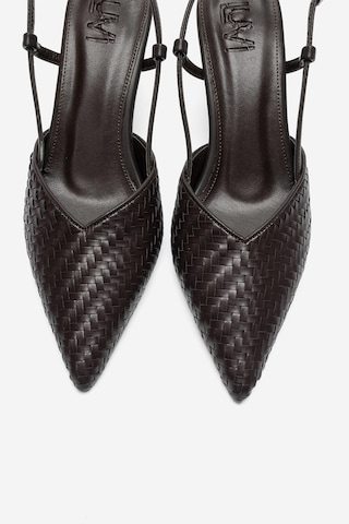 Luvi Shoes Mavero Kahverengi Örgü Kadın Topuklu Ayakkabı