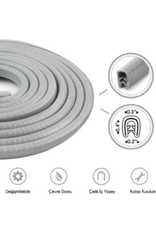 Tiger Marketing Gri Kapı Koruma Fitili Çarpma Çizilme Önleyici Fitil 5 Metre