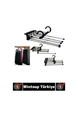 Kompakt Yer Tasarruflu Kemer Pantolon Eşarp Gardırop Dolap İçi 5 İn 1 Hareketli Pantolon Askılığı