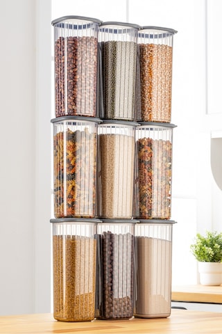 Vienev Poly Kapak 1.75 L Saklama Kabı Antrasit - Beyaz 9'lu Antrasit - Beyaz