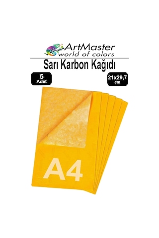 Karbon Kağıdı A4 Sarı 5 Adet 21x29,7 Cm Transfer Kağıdı Kopya Kağıdı Renkli Karbon Kağıdı Ahşap Seramik Metal Cam