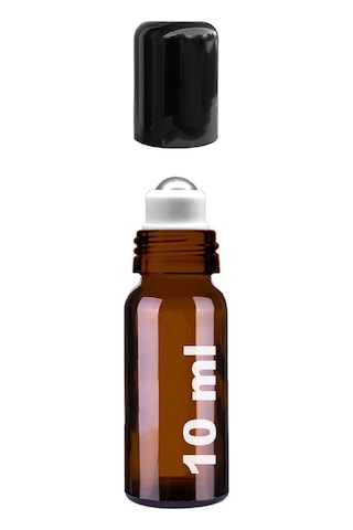 Çelik Roll On Şişesi 10 ML Sızdırmaz Siyah Kapaklı Amber Cam Şişe 1 Adet
