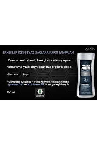 Power Men Beyazlayan Saçlar İçin Erkek Şampuanı 200ml Beyaz