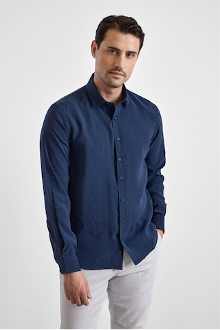 Süvari Lacivert Slim Klasik Yaka Düz Casual Gömlek Gm1008400352-m09