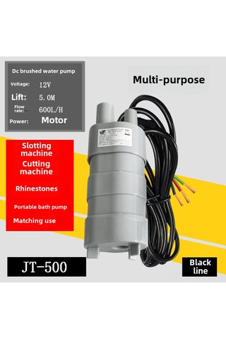 Xiyyadms 12v Dc Mikro Dalga Pompa - 5m Yükseklik, 10l/dk Debi - Direkt Tip Su Alma Cihazı Siyah Kablolu Gri Pompa