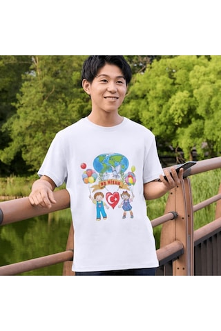 Alpşan Ticaret 23 Nisan Tişörtleri 23 Nisan T-shirt Beyaz Çocuk Yetişkin Tişört Unisex T-shirt Çocuk Bayramı 63 Beyaz