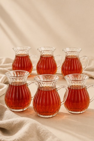 Brugge 6'lı Borosilikat Cam Çay Bardağı 180 Ml Şeffaf - 890845063 Şeffaf