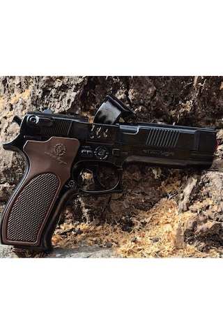 Oyuncak Baretta Silah Kapsül Patlatan Polis Tabanca Ful Demir Ağır Metal 22 Cm 5 Paket Kapsüllü