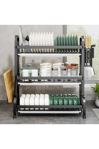 Pazly Paslanmaz Çelik Bulaşık Drenaj Rafı, Chooplastik Kesme Yay Tutucu, 3-4 Kişilik Aile, 42x23.2x41cm Diğer