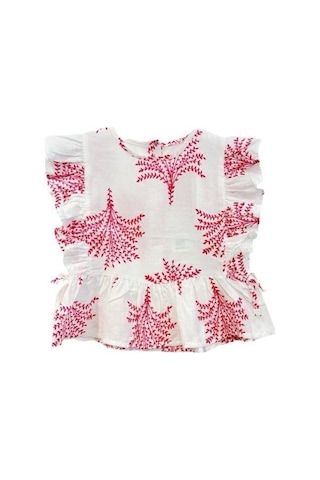 Kız Bebek Desenli Pamuklu Bluz-14535 Pembe