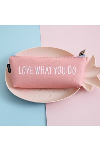 Jolıta-ıqp39f16 Kalem Çantası, Öğrenci Fermuarlı Mektup Desenli Basit Suni Deri Kalem Kutusu Kalem Çantası Kırtasiye - Pembe