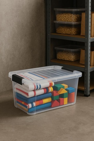 34 L Şeffaf Saklama Kutusu & Düzenleme Kutusu & Oyuncak Kutusu Şeffaf