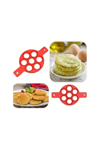 Sunshine011 Kırmızı Multi-şekilli Silikon Pankek Kalıbı - Yapışmaz Yeniden Kullanılabilir Kolay Çıkan Dayanıklı Mutfak Gereci