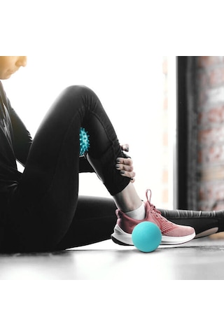 Mufunye Ayak Masaj Seti Tırtıllı Top + Düz Top - Plastik Malzeme, 6cm Boyut, 2 Adet Yeşil