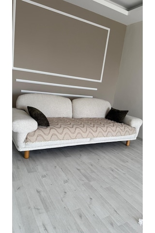 Diletto Bohem Ponponlu Dalgalı Oturma Yerini Kapatan Koltuk Örtüsü Vizon 90 X 200 Vizon