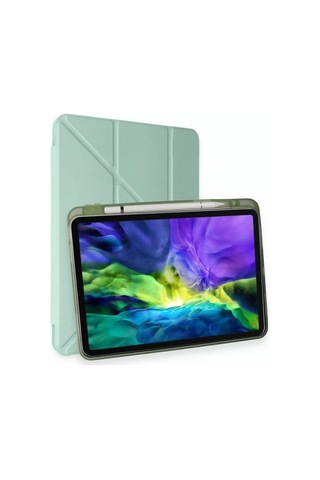 Apple İpad Pro 12.9 2021 Kılıf Kalemlikli Mars Tablet Kılıfı - Açık Yeşil Arka Kapak
