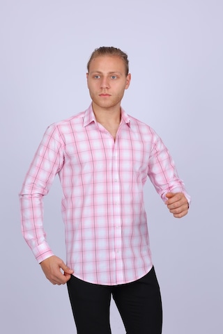 Tousus Slim Fit Ekose Pembe Erkek Gömlek Slm-5014-tss